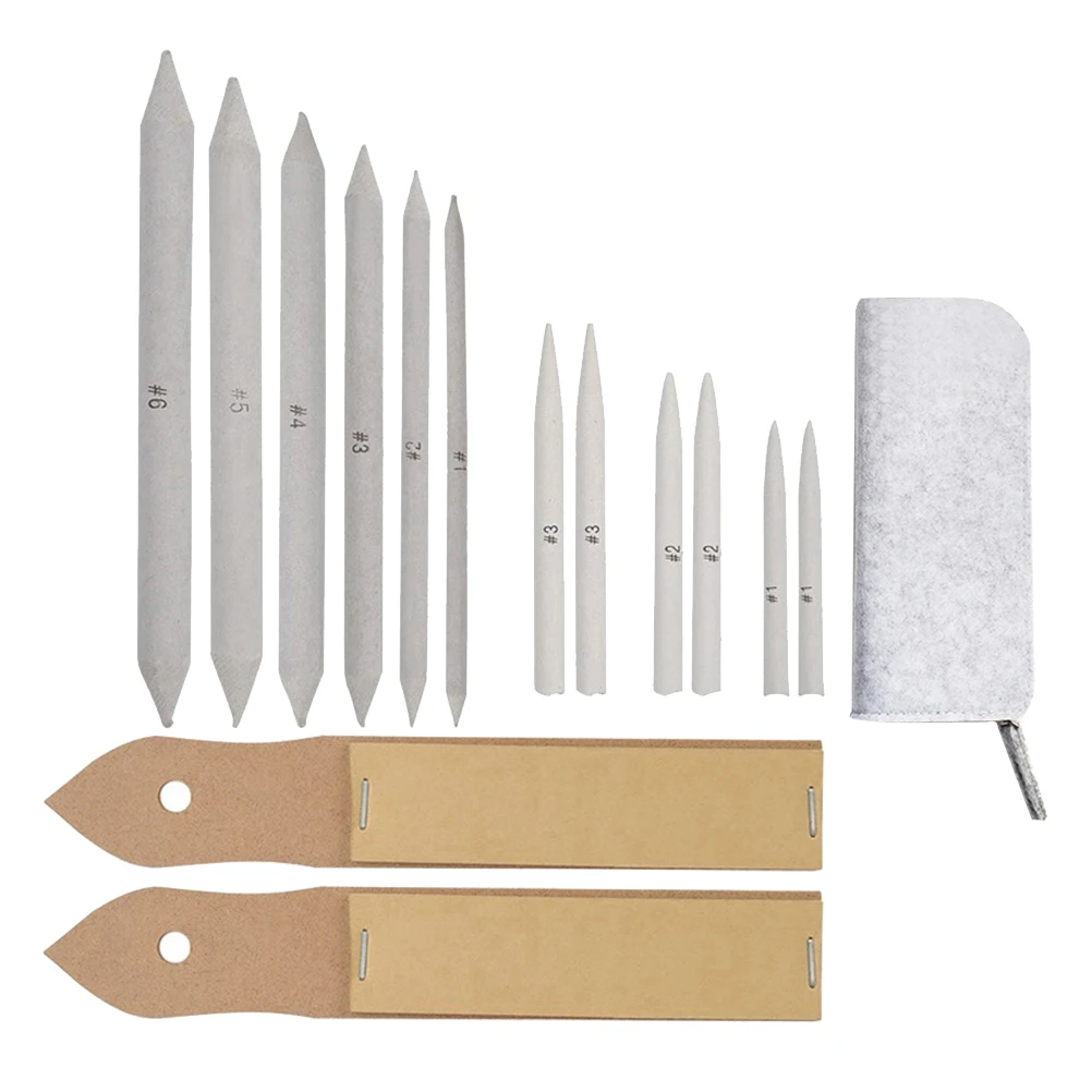 

Sketch Correction Pen Set 12 Stumps Tortillions Paper Blending Tools Light Grey Pencil Sandpaper Pointer Student Drawing