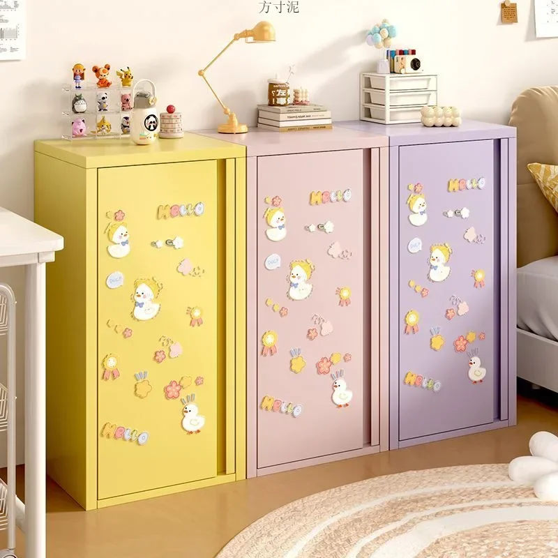 Cream wind iron storage ultra-narrow bedroom bedside table household wrought iron locker