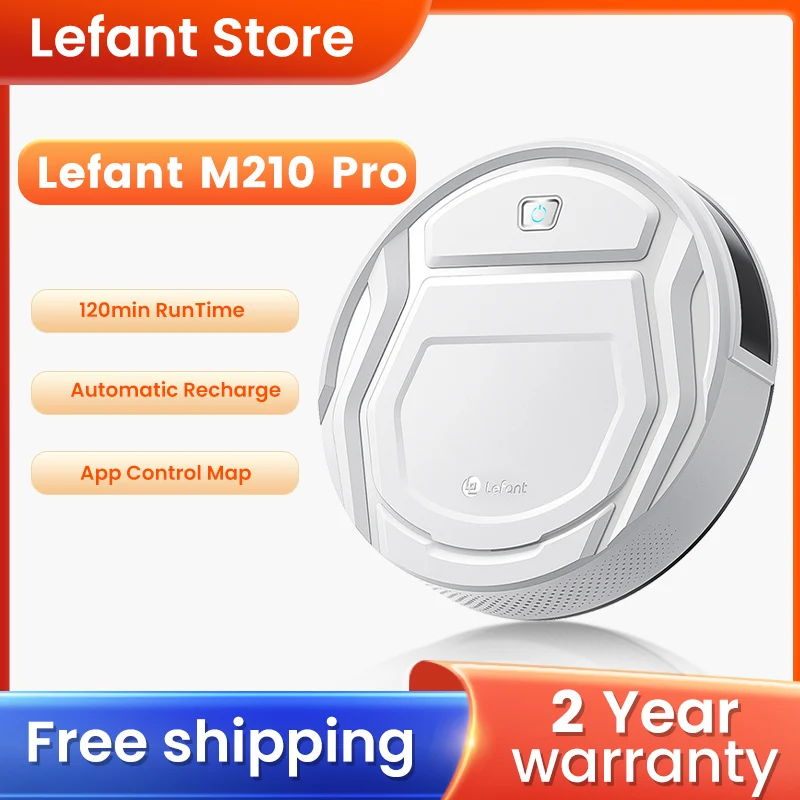 Lefant M210 Pro Robot Vacuum Cleaner, 2200Pa Powerful Suction, 120 Mins Runtime, Automatic Self-Charging,Wi-Fi/App/Alexa Control