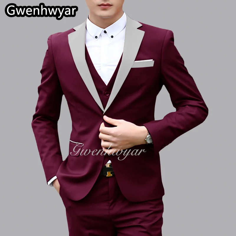 

Gwenhwyar 2025 New Arrival Custom Men's Business Suits Office Wear Design Lapel Fashion Slim Fit Men's Suits 3-Piece Set.