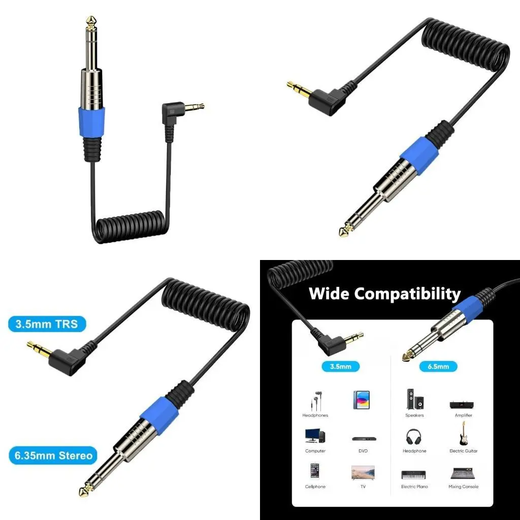

31BA Professional 6.35mm 1/4Inch Male to 3.5mm 1/8Inch Male Connection Cable, Gold Plated Cord