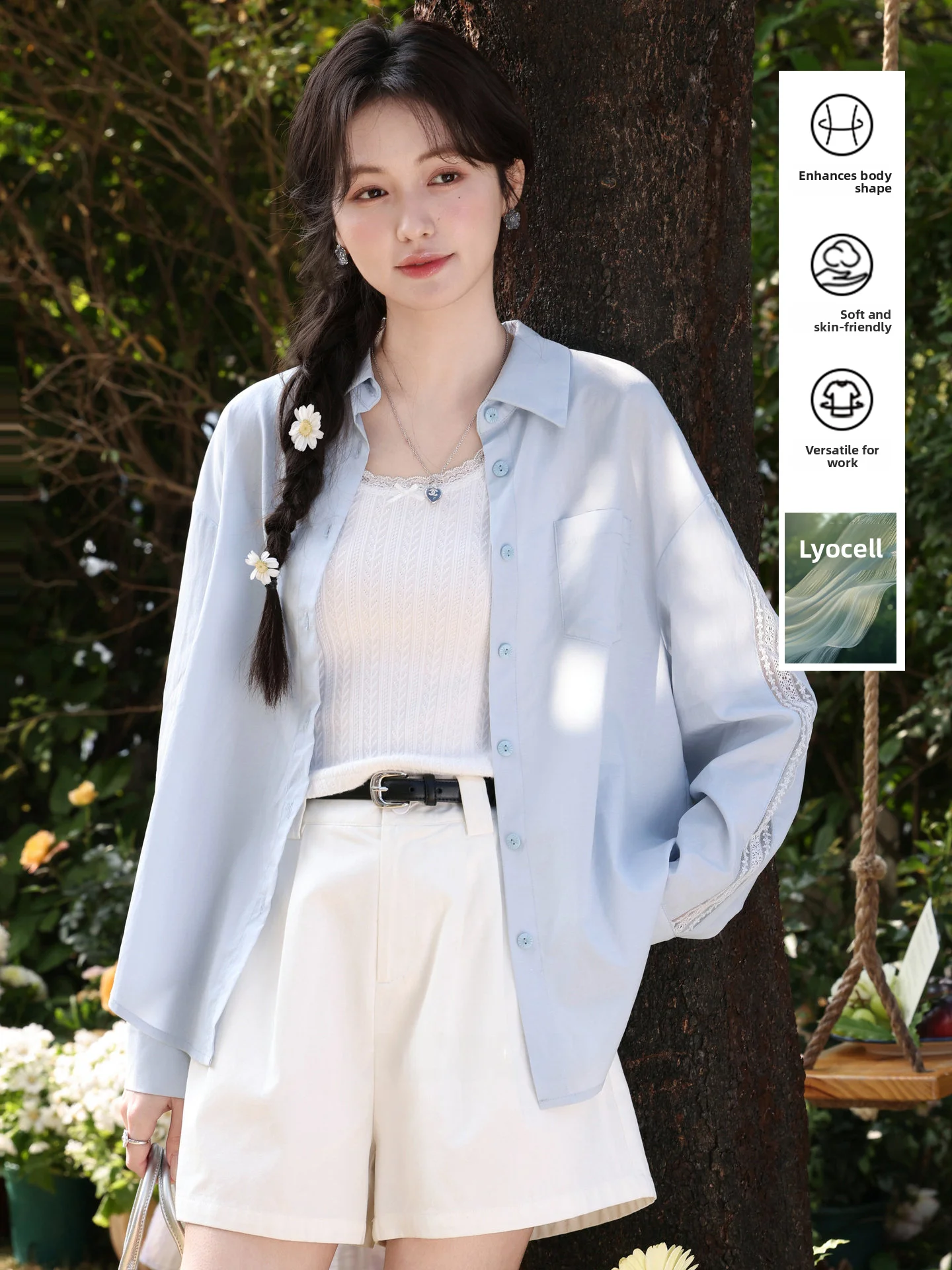 

Blue Lyrical Hollow out Women's Sunscreen irt Spring Cardigan Outerwear Casual Sle Long Sve Regular Length Faion