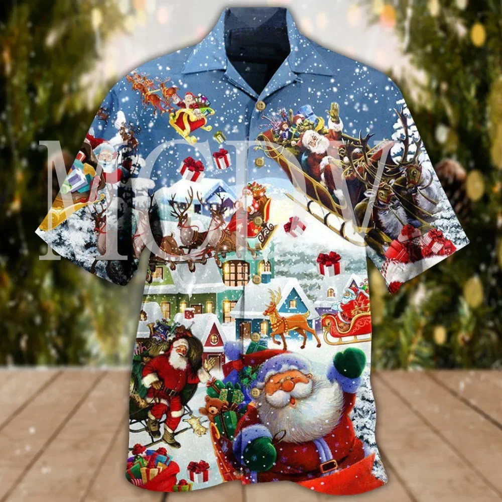 Christmas Say Hi From Santa's Sleigh Snow Hawaiian Shirt