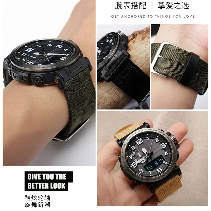 Per Casio PROTREK PRW-6600 PRG-600 / 650 serie NATO nylon traspirante cinturino per orologio Accessori cinturino per orologio da alpinismo 24mm