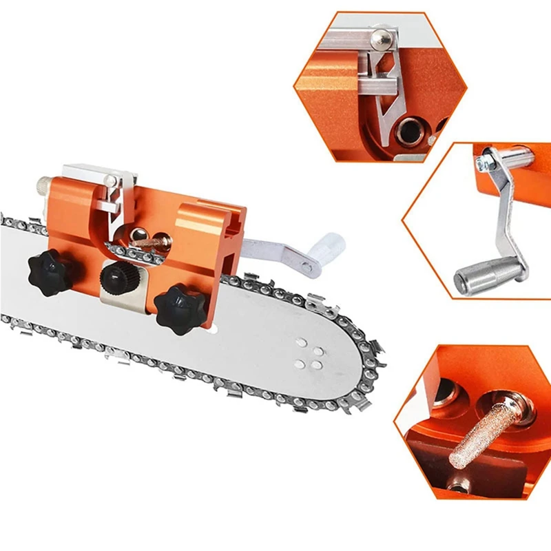 Hand Crank Chain Grinder Portable Household Hardware Tool Grinding Chain Clip Chain Saws Sharpener