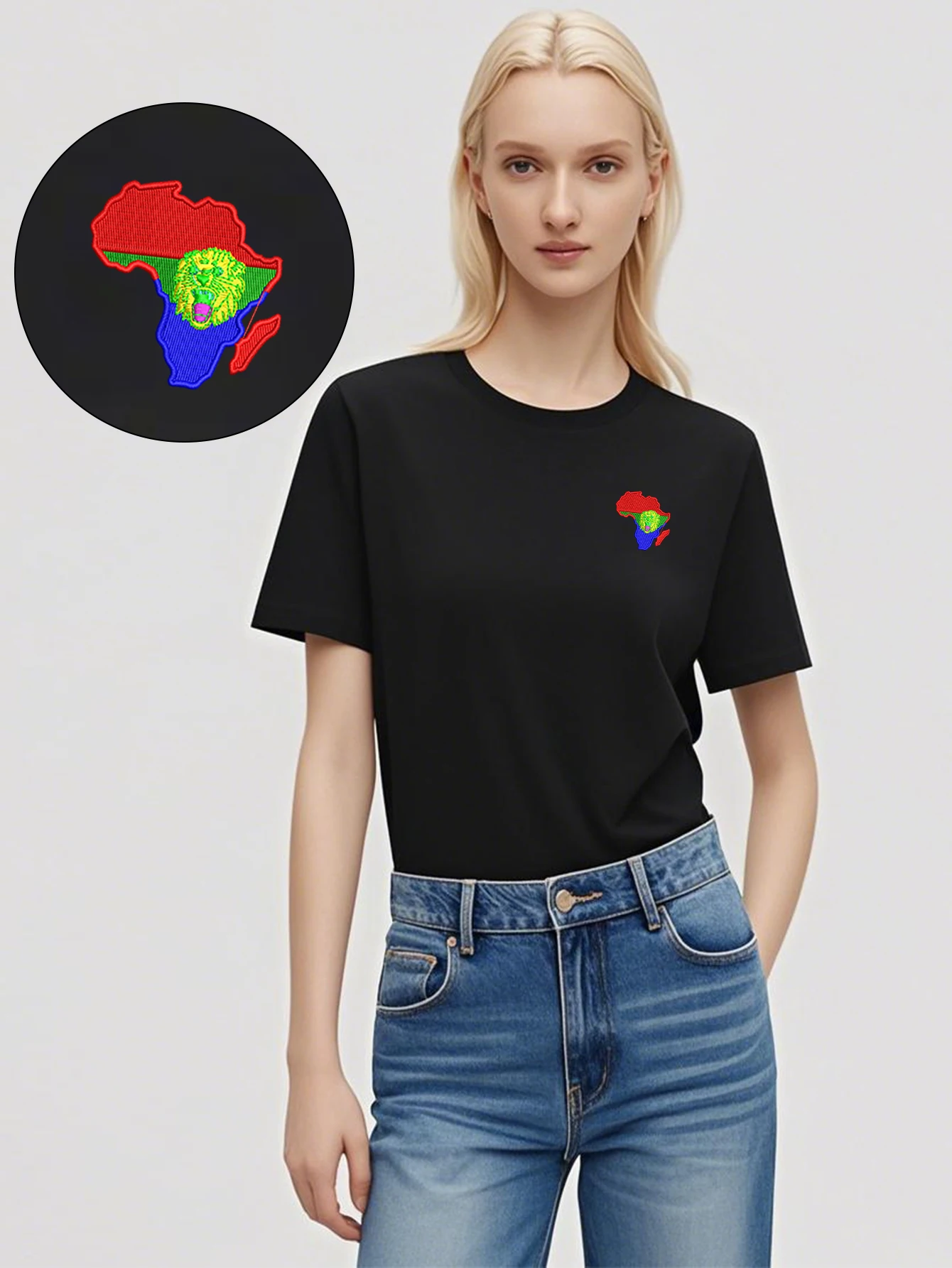 

Vintage Men’s & Women’s Embroidered T-Shirts – Retro African Lion Cotton T-Shirt with Exquisite Embroidery for Street Style