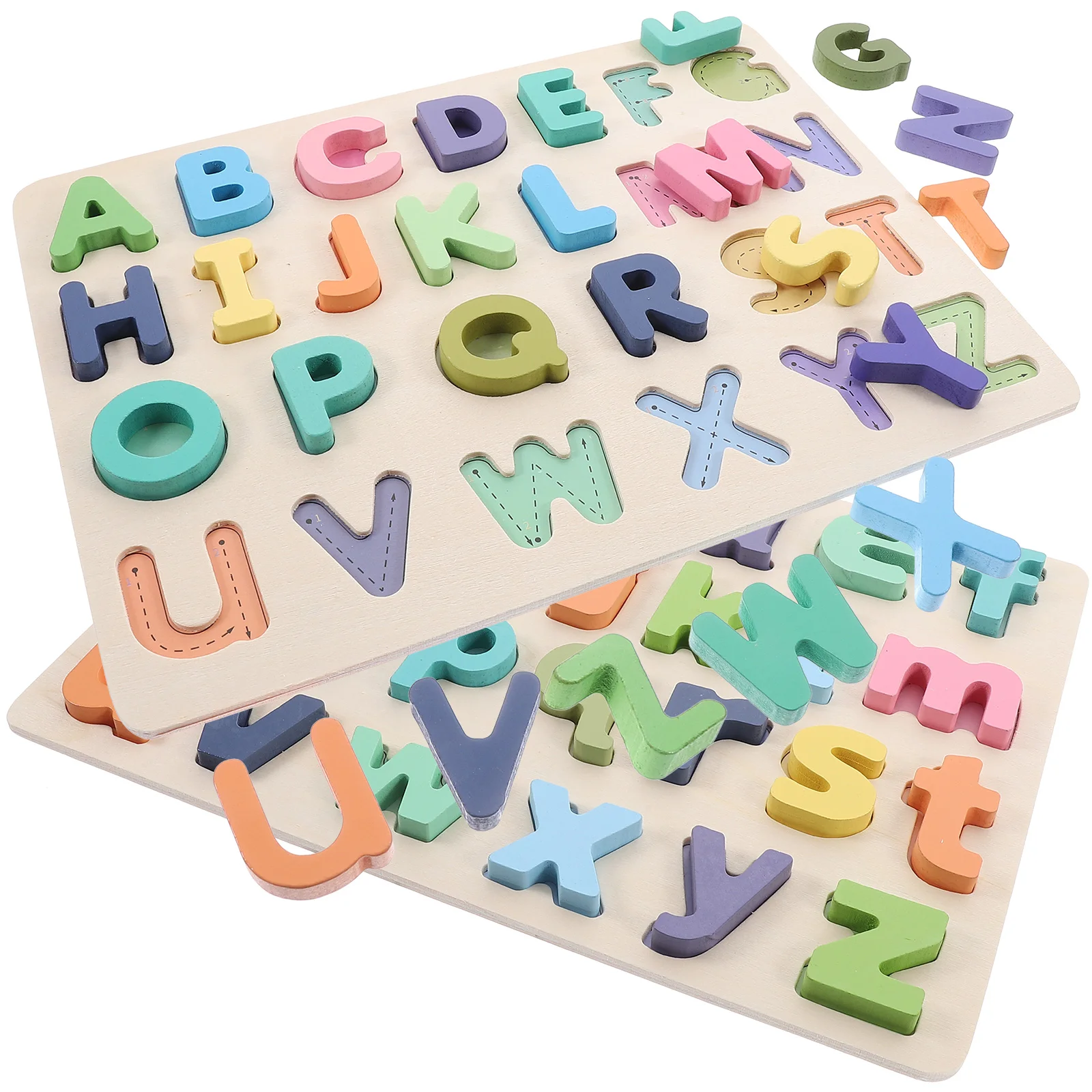 

2 set 2 Sets Wooden Alphabet Educational Toddler Logical Jigsaw Matching Game English Learning Puzzle For Children