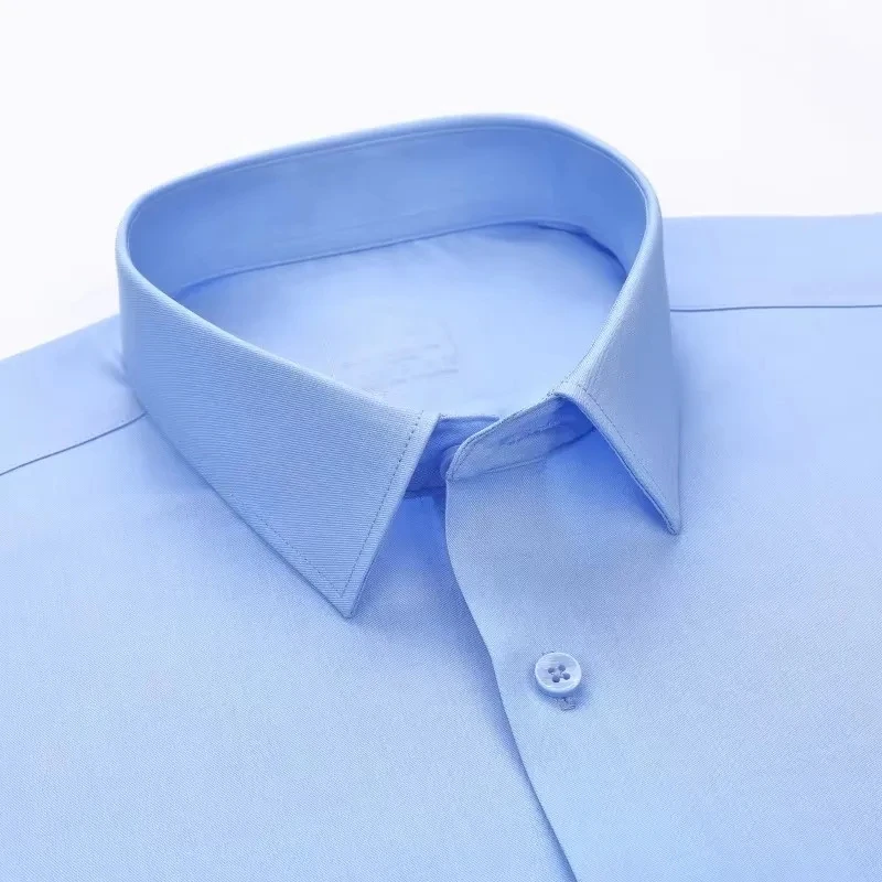 8XL New Fabrics Modal Work Blue White Shirts Men Long Sleeve Anti-wrinkle Classic Solid Color Men Shirts Long Sleeve Slim Fit