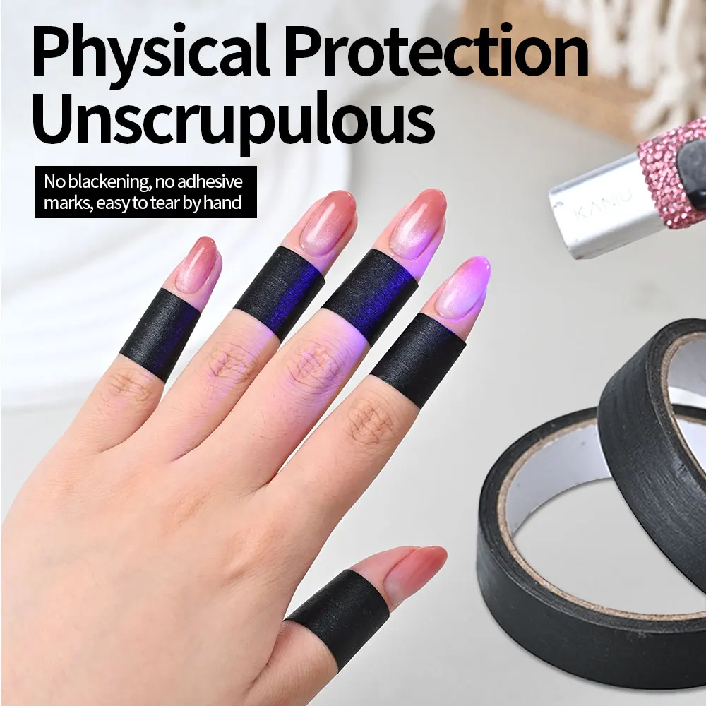 Nagel-Anti-Schwarz-Klebeband, schwarze Rolle, UV-Schutzband für Gel-Nägel, verhindert Verdunkelung unter LED-Lampe, professionelles Nail-Art-Werkzeug