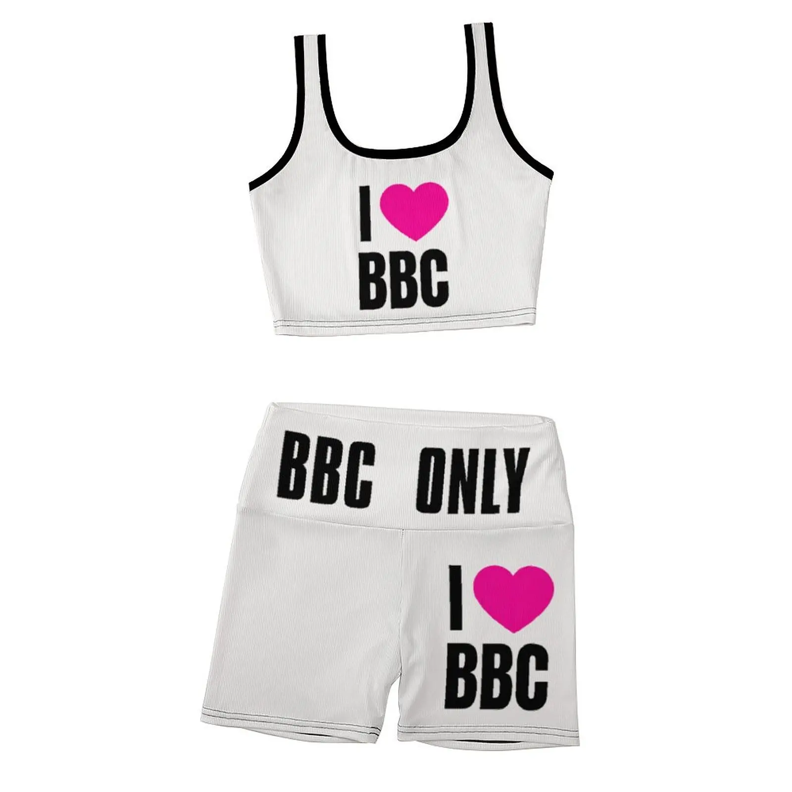 ชุดออกกําลังกายสําหรับสตรี 2 ชิ้นแขนกุด Ribbed Tank Top Sport Bra กางเกงขาสั้นเอวสูง GYM โยคะชุดออกกําลังกาย