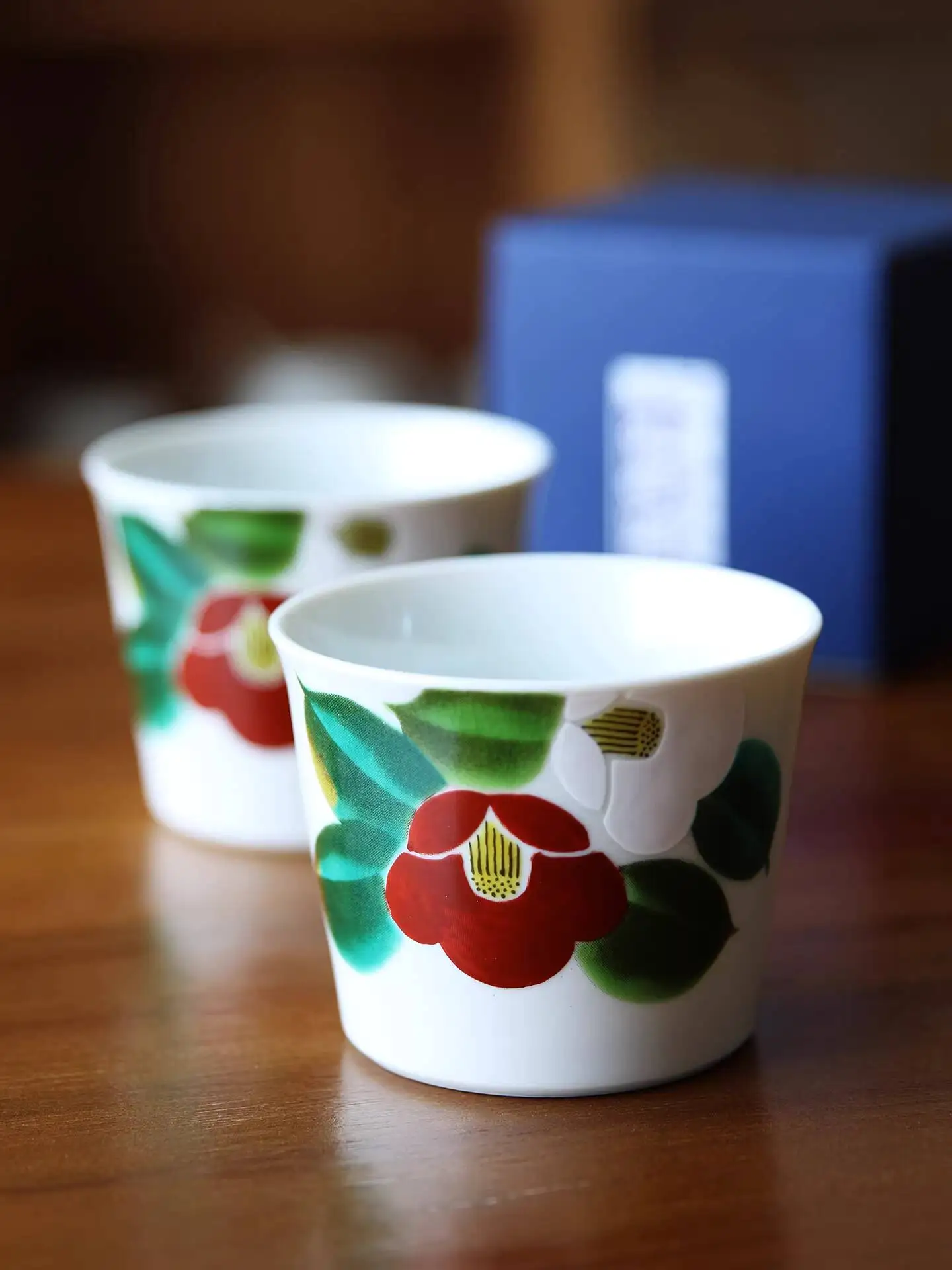 In Stock Japanese Imported Kutani Ware Camellia Flower Tea Coffee High Aesthetic Hand-Held Pig Mouth Yogurt Cup