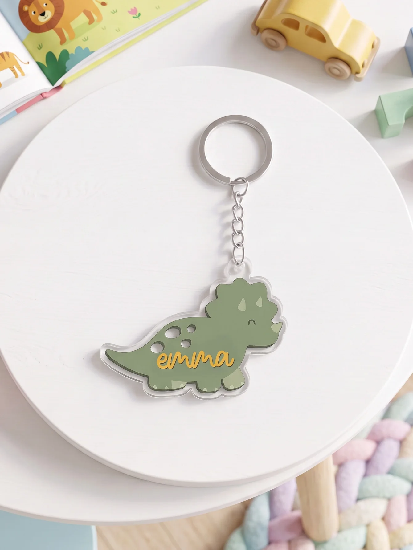Custom Dinosaur Name Keychain, Personalised Gift for Kids
