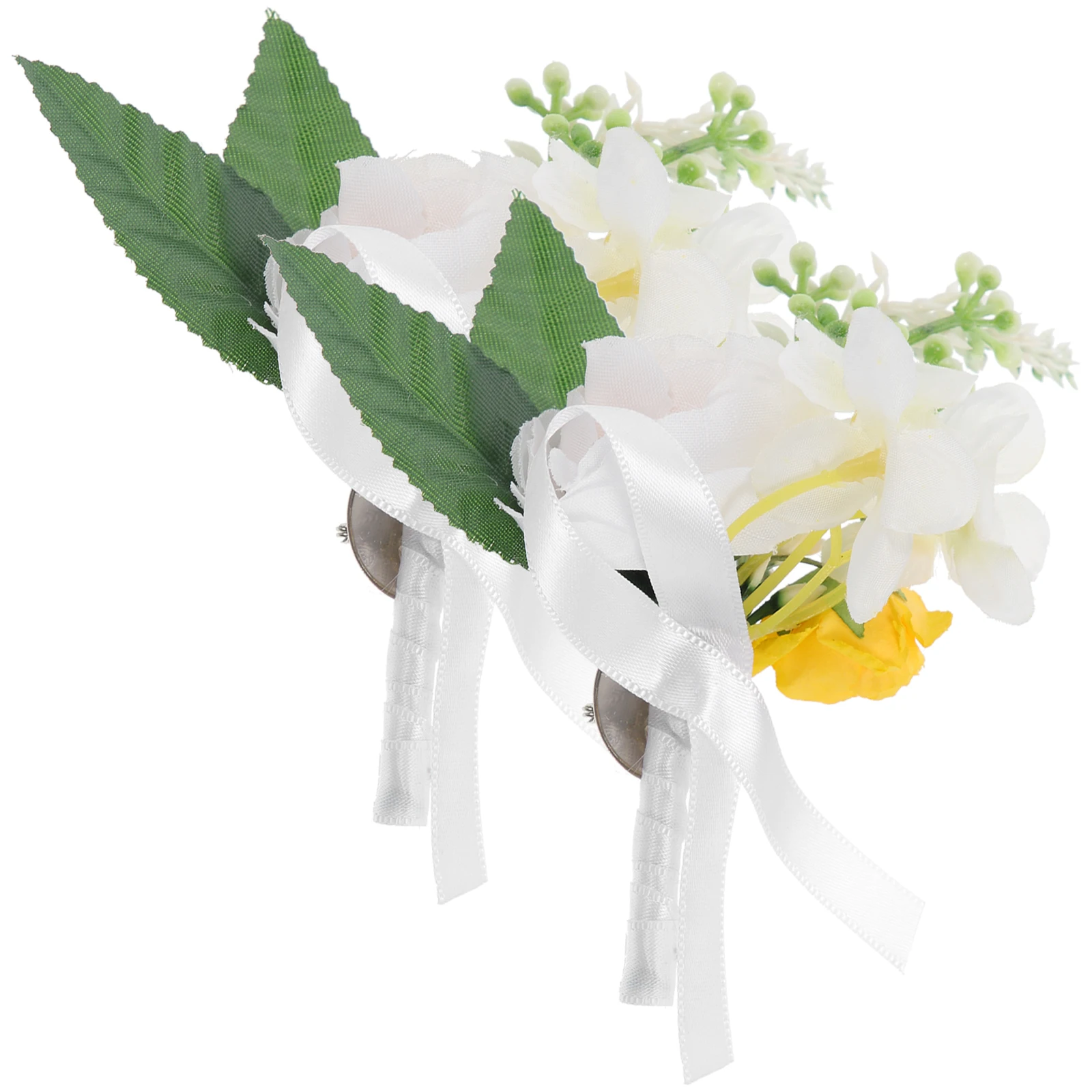 

2pcs Artificial Wedding Flowers Corsage Boutonniere for Groom Bride Bridesmaid Decorations Wedding Party Accessories Silk Floral