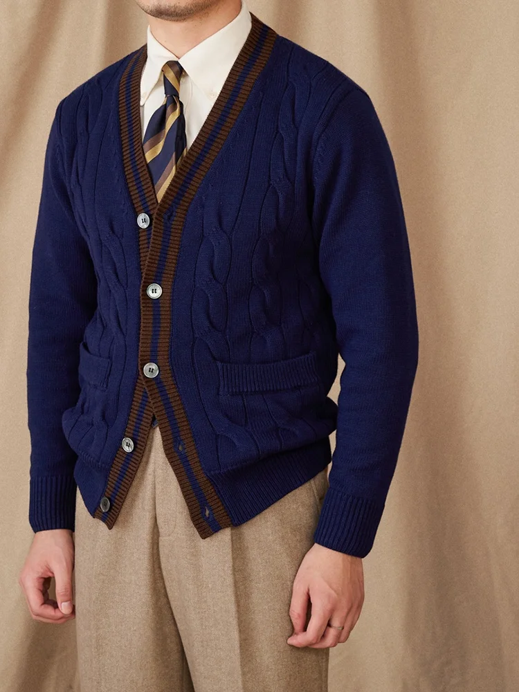 

Mr. Deer Tee's Autumn Winter Briti Sle Slim Fit Commuter Knitted Cardigan Italian Vintage Warm Sweater Jaet Trendy Men