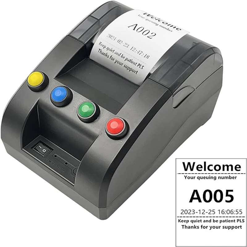 Take a Number Printer Ticket Thermal Printer Ticket Machine with 57mm Receipt Ticket Roll for Wireless Calling System