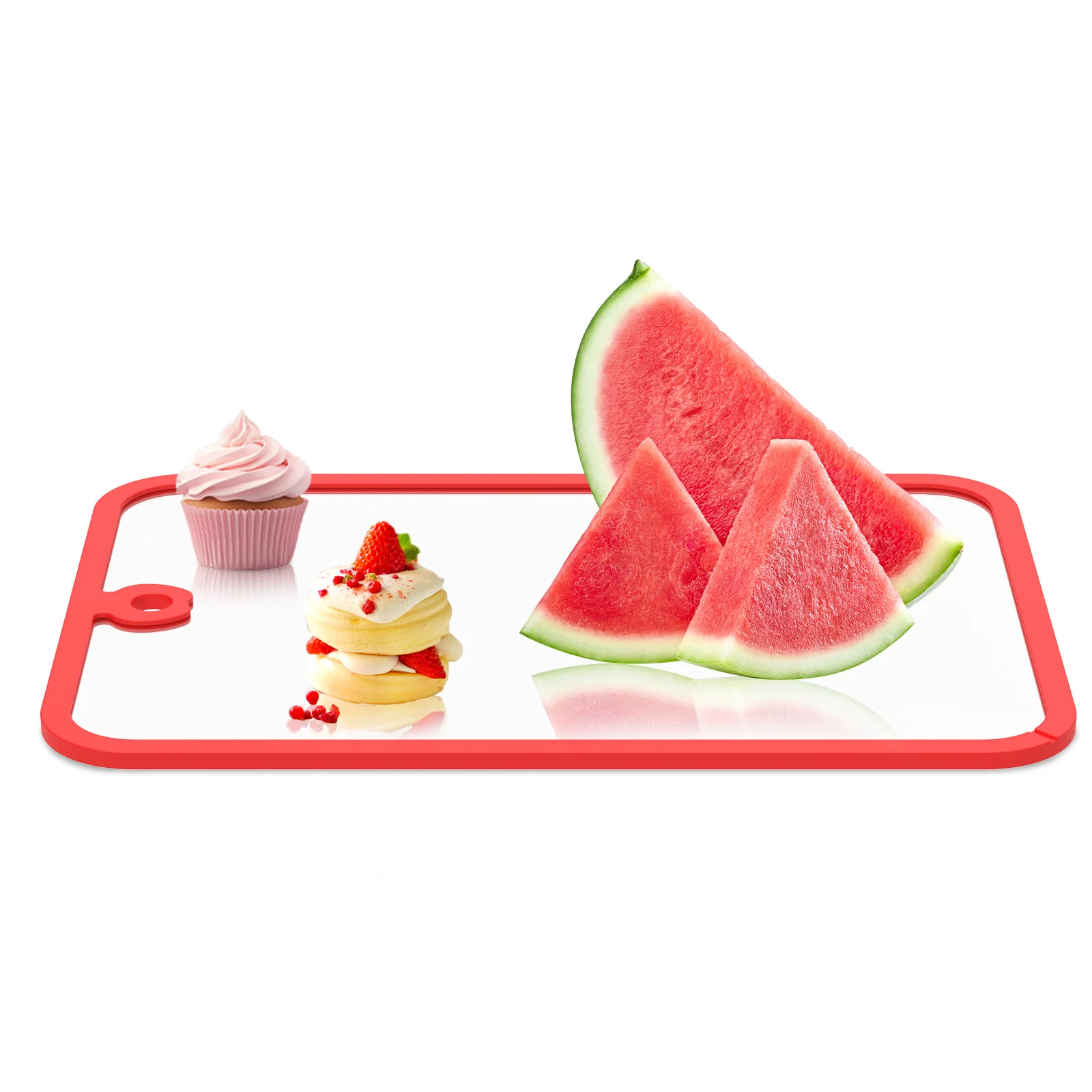 

Clear Tempered Glass Cutting Boards Chopping Board with Non Slip Edges and Hanging Hole for Kitchen Meal Prep​ Healthy Cooking