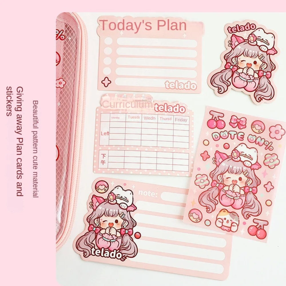 Girly Pet Pattern Pencil Bag Large Capacity Waterproof Transparent Pen Case Casual Multi-function Stationery Storage Pouch