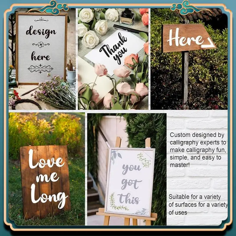 (جديد) - مجموعة رسم حروف أبجدية استنسل الخط مكونة من 50 قطعة - أبجدية استنسل مخطوطة قابلة لإعادة الاستخدام تتضمن حروف وأرقام