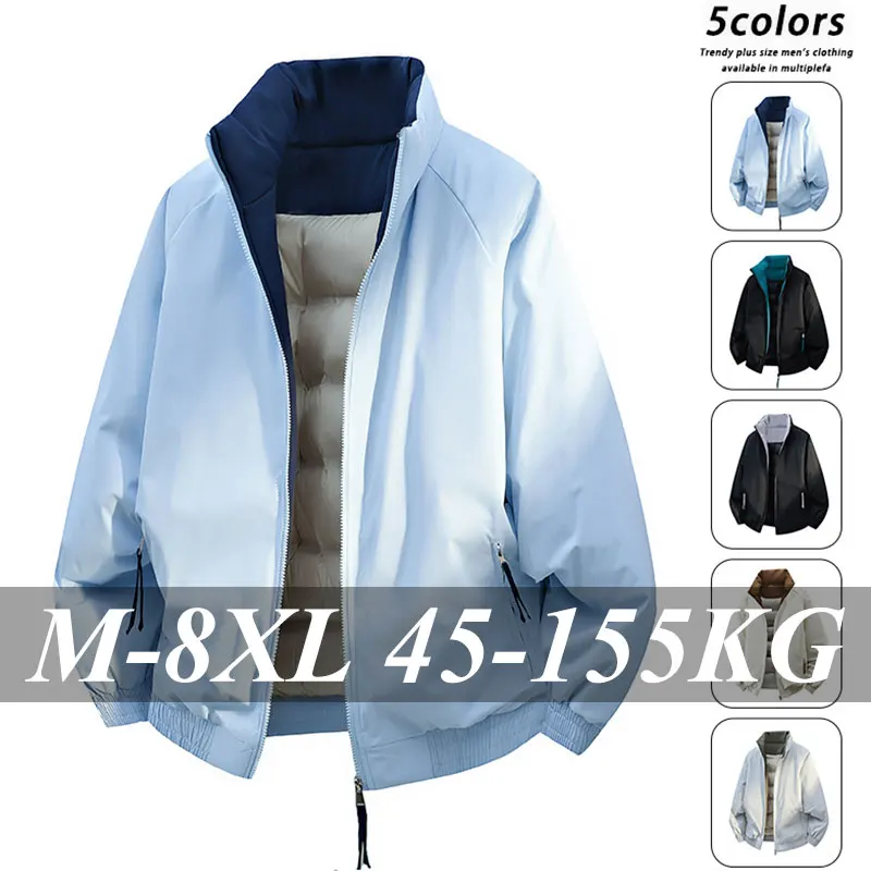 Chaqueta informal de algodón para hombre, abrigos con cuello levantado versión coreana de talla grande, Parkas con cremallera a prueba de viento, cierre, uso diario, prendas de vestir exteriores para hombre