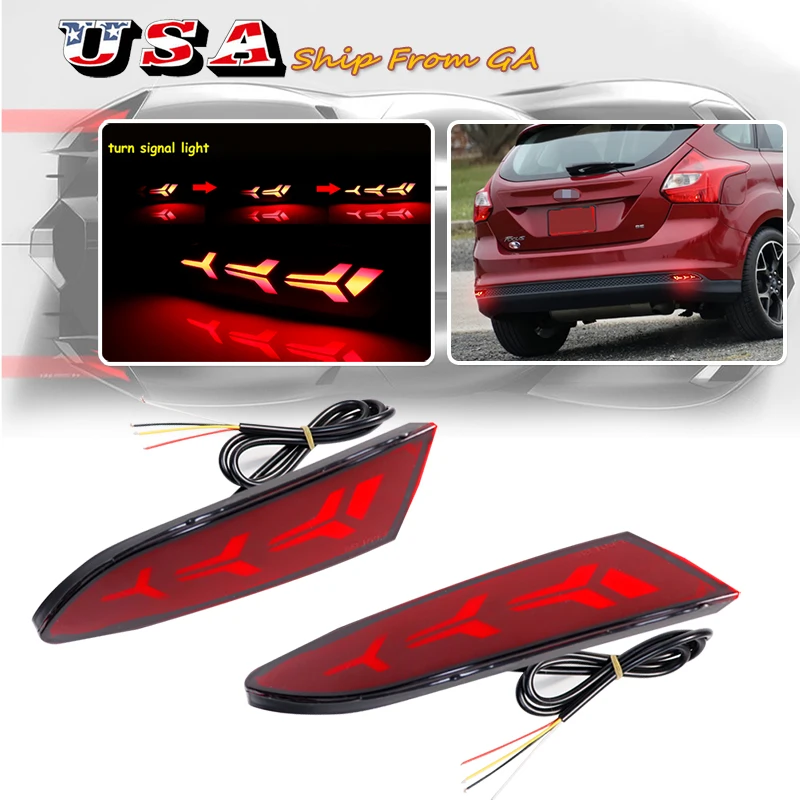 2 قطعة عاكس الوفير الذيل الفرامل أضواء الضباب الخلفي ل 2012-2014 فورد التركيز وظيفة ك الذيل والفرامل ومصابيح الضباب الخلفية بدوره إشارة