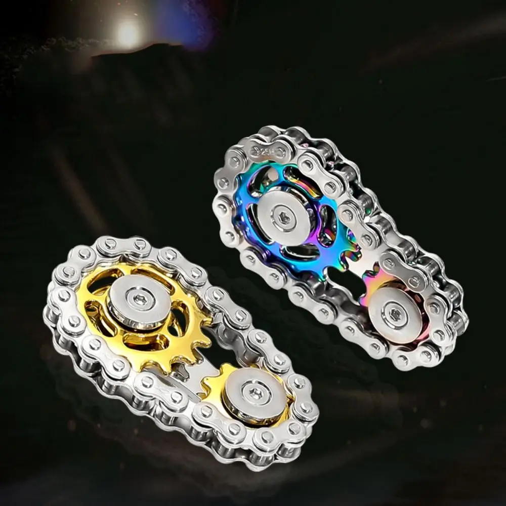 Cadenas de engranaje Fidget Spinner giroscopio Spinning Top mano Spinner cadena engranaje dedo piñón rueda de Metal engranaje cadena giroscopio