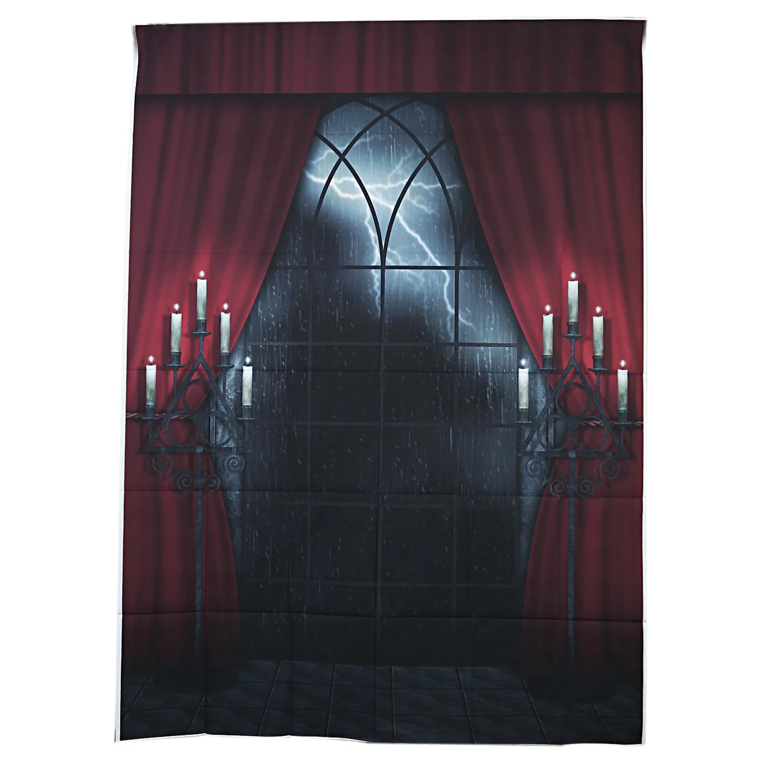 Photography Backdrop Indoor 150x200cm Halloween Background Red Curtain Studio Background, Horror rainy night