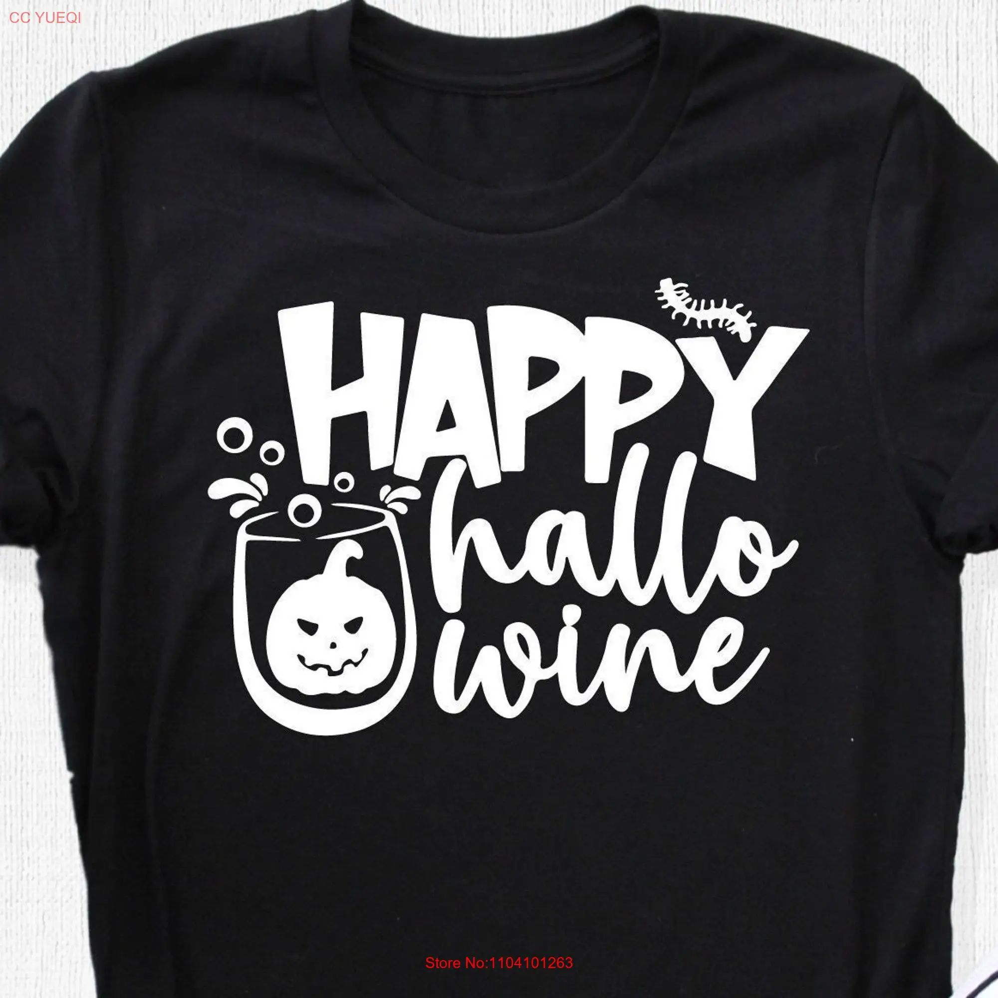 Happy Hallo Wine T Shirt Hallowine Halloween Party Funny Costume s long or short sleeves