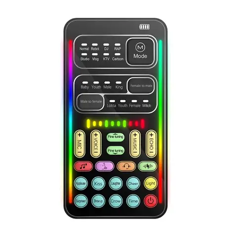 Dispositif de modification vocale HD multi-langues avec fonction karaoké, embellissement vocal, carte de modification sonore universelle portable et réglage fin pour le direct