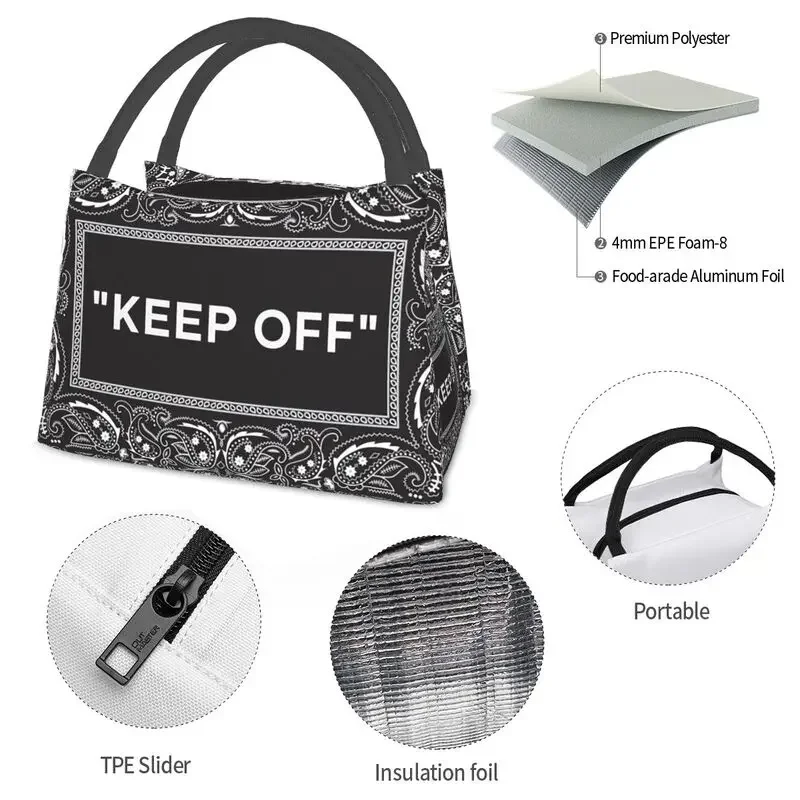 KEEP OFF Insulated Lunch Bags for Outdoor Picnic Hype Rug Pattern Leakproof Thermal Cooler Bento Box Women