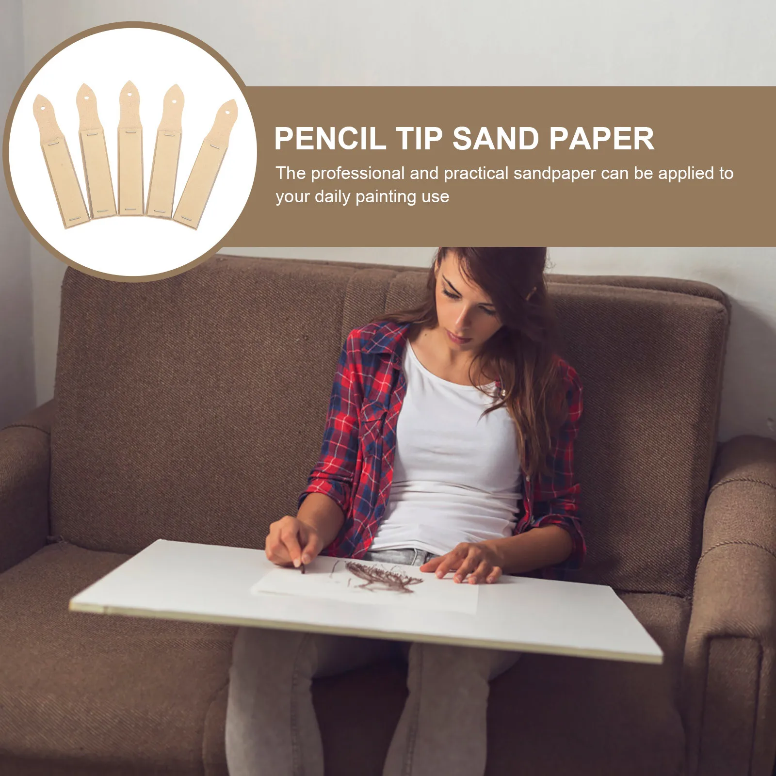 

5Pcs Pencil Tip Sand Papers Heavy Duty Sketching Aid Portable Sharpener Alternative for Artists Learners Classroom Use