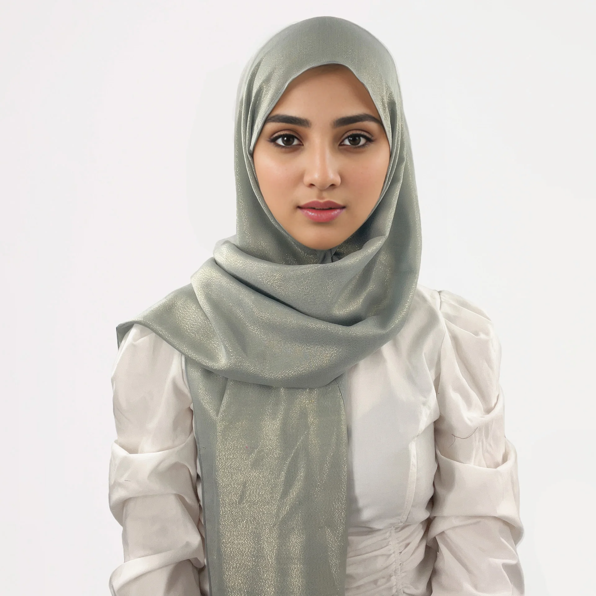 

Women Plain Glitter Hijabs Scarf Gold Shimmer Muslim Long Wraps Shawls Hijab Scarves