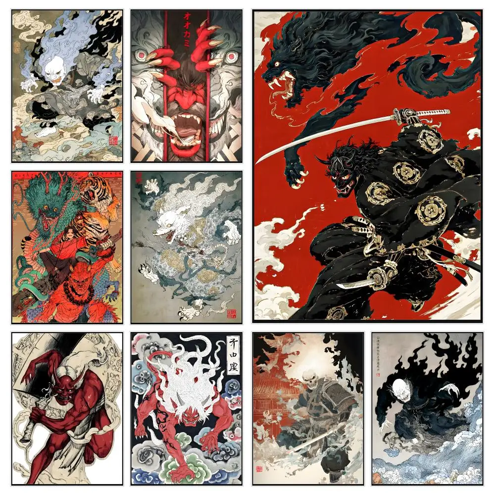 Folklore Concept J-japanese monster Poster Trendy Aesthetic Wall Decor for Dorm & Bedroom