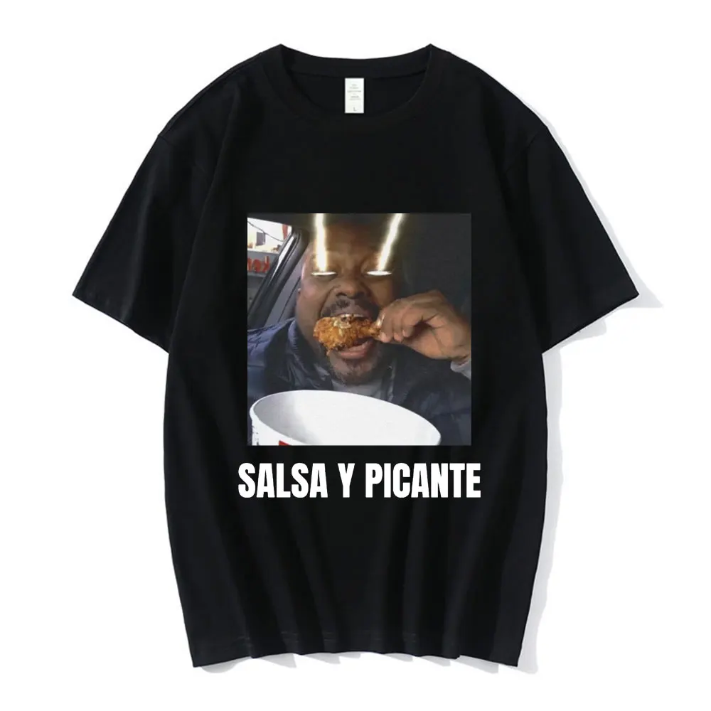 Camiseta gráfica divertida para hombre Y mujer, camisa holgada informal de gran tamaño, con estampado de "Salsa Y Picante", de manga corta, a la moda, con Don Pollo, de