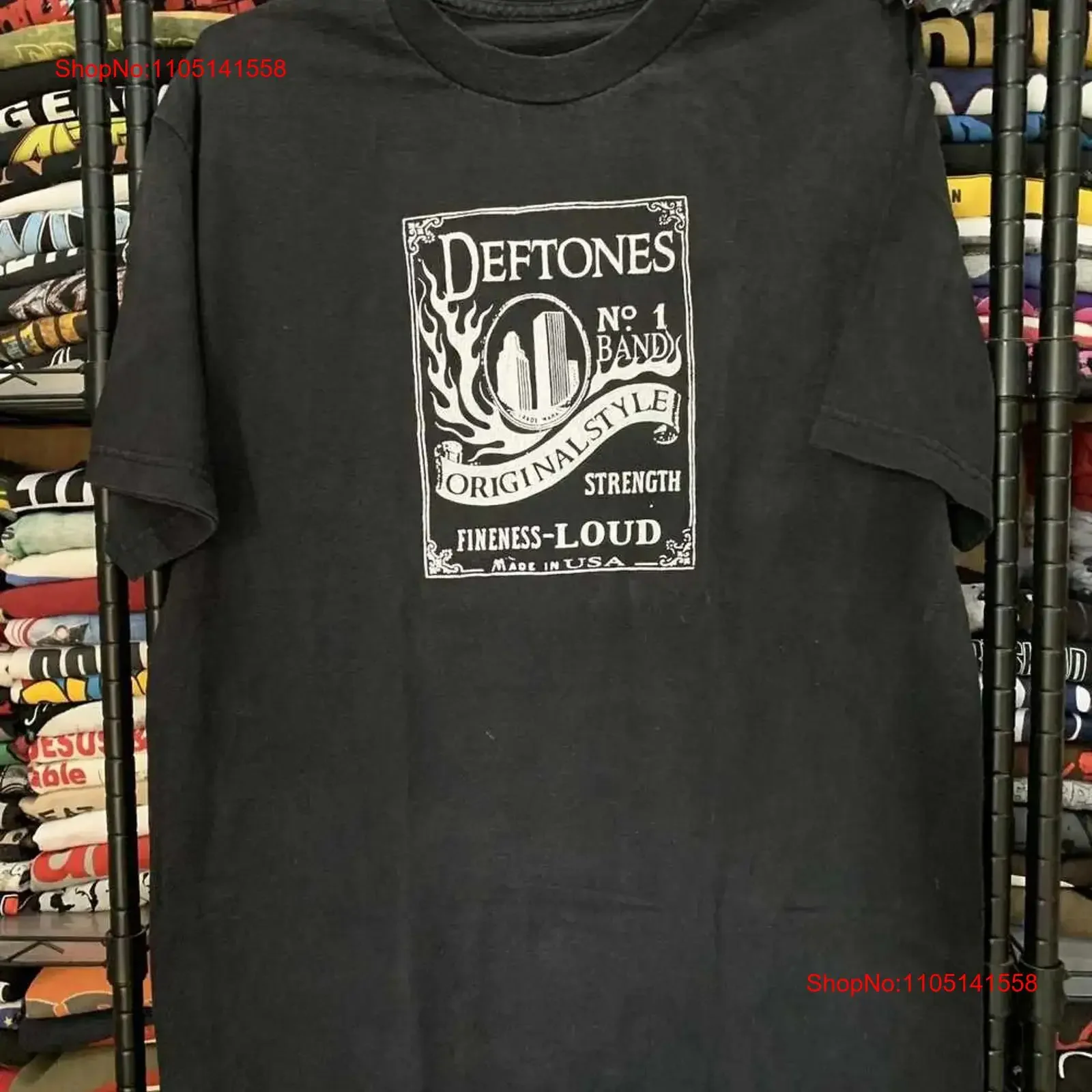 

Черная рубашка DEFTONES с короткими рукавами и полосой KV25872, винтажная, дышащая, универсальная, с рисунком, удобная, мягкая, мужская, унисекс