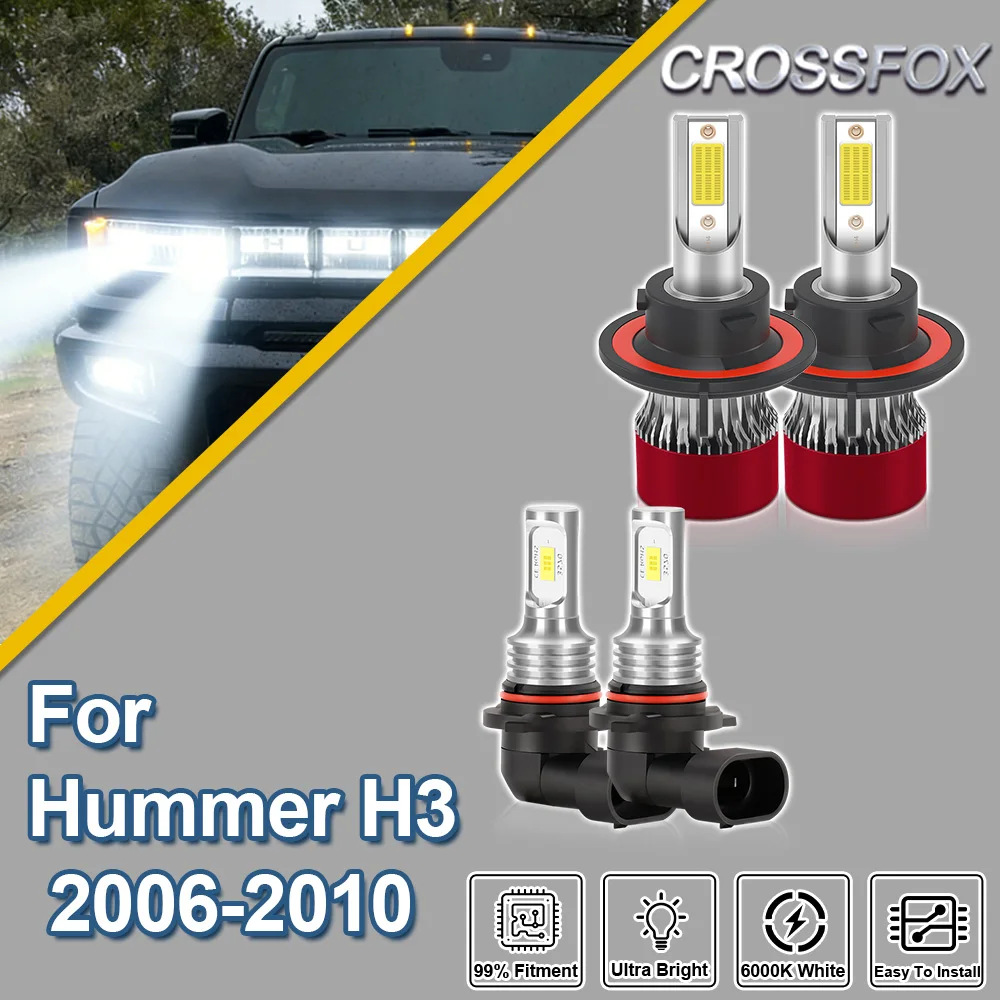 

CROSSFOX For Hummer H3 2006 2007 2008 2009 2010 Turbo Canbus Hi/Lo Beam Car Upgrade LED Headlight Bulbs Fog Lamps Plug And Play