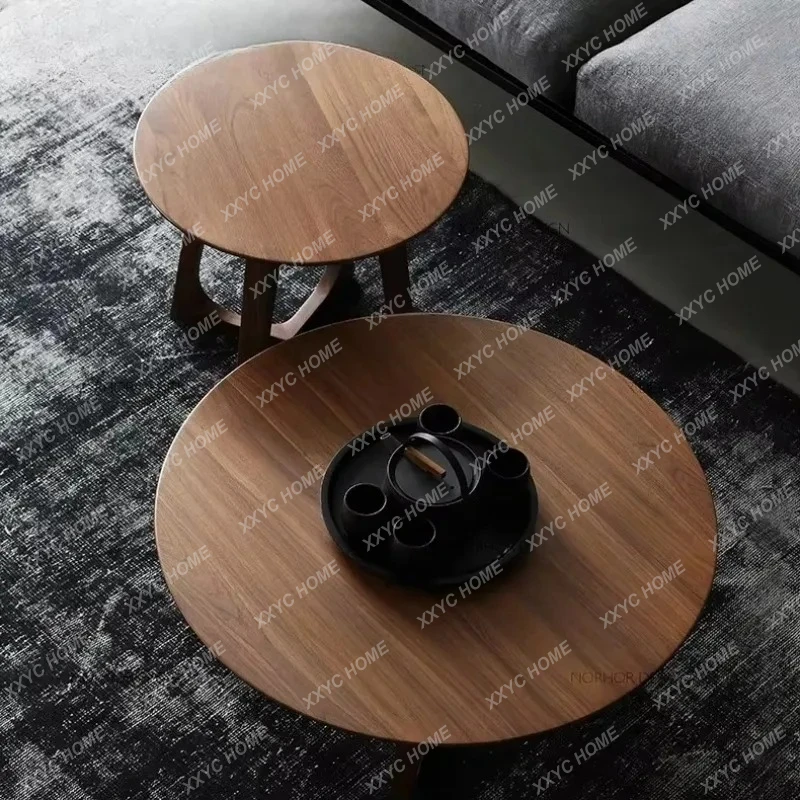 AA hot sale black walnut coffee  side table casual small round table bedroom simple solid wood corner table