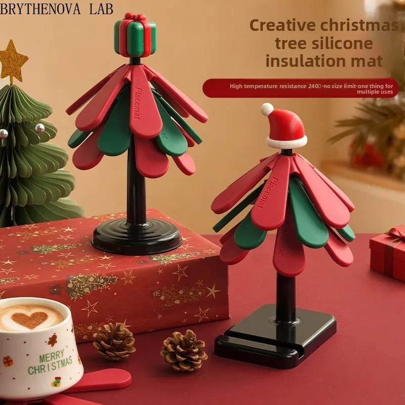A tree placemat silicone thermal insulation mat Dining Table Anti-scalding and Temperature High Resistance