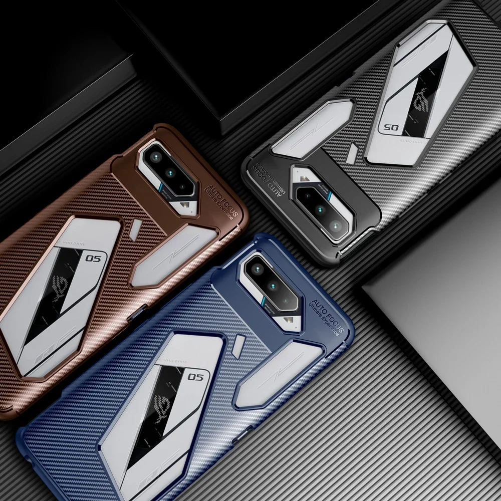 Carbon Fiber Pattern Luxury Fundas TPU Bumper Case For Asus ROG Phone 5 6.78 inches Back Cover Coque Shockproof Shell