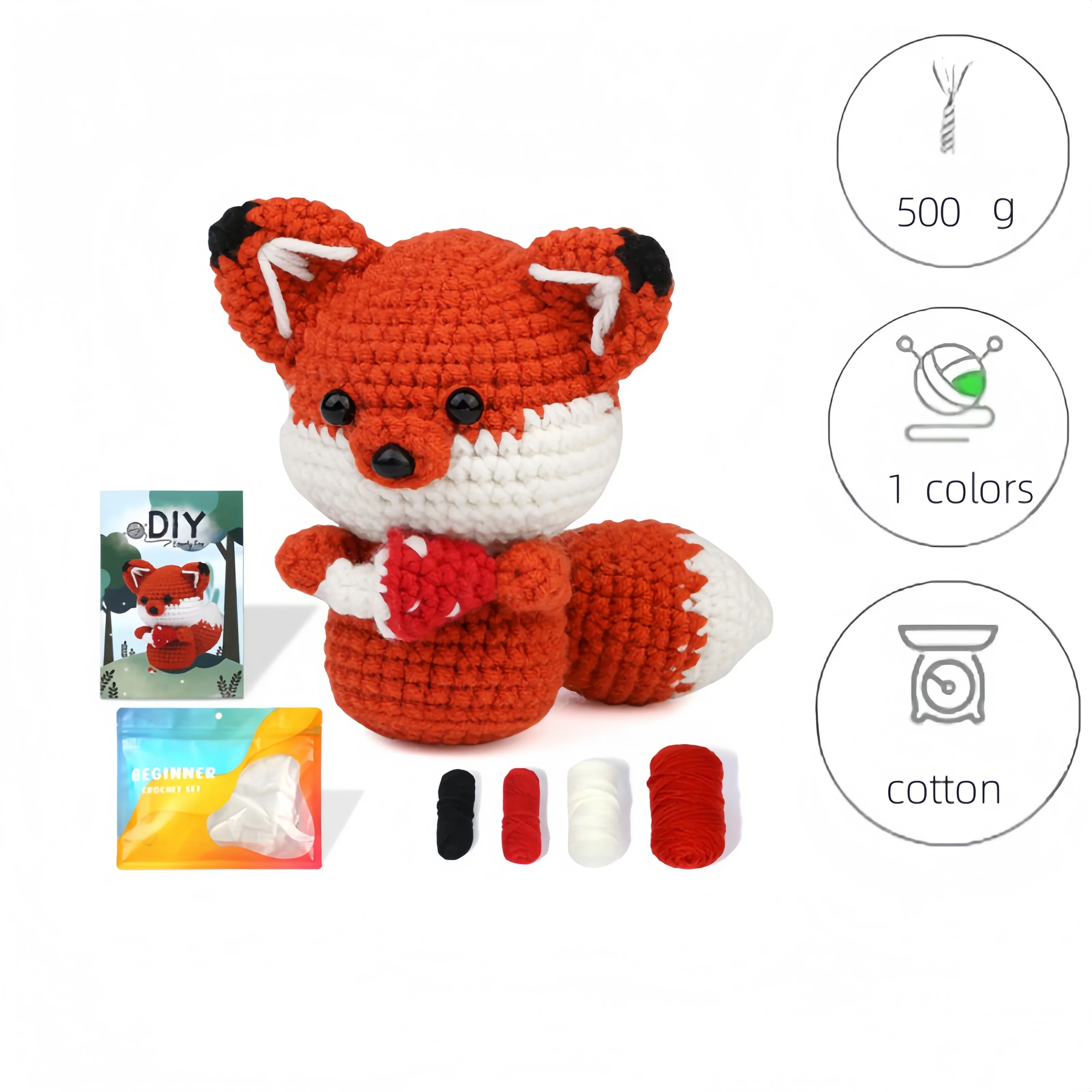

Crochet Kit Fox Crochet Kit Set Cute Animal Christmas Gift for Beginners Crochet Kit for Craft Lovers자재꾸러미를 짜다 Набор Материалов