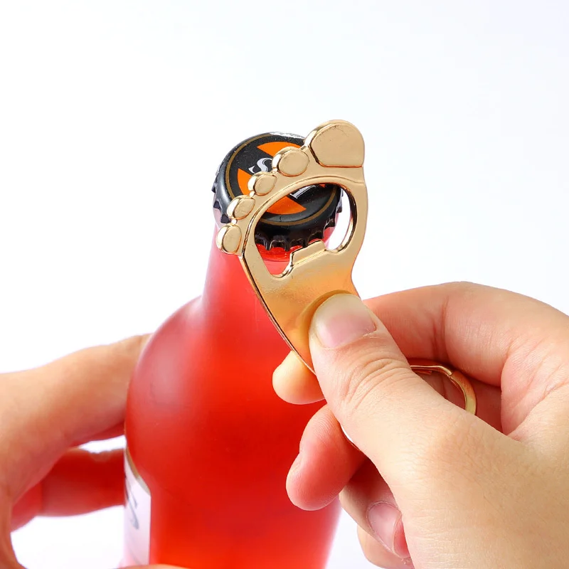 

50 шт. рекламный брелок для ног из цинкового сплава, открывалка для бутылок, подарок на детскую вечеринку