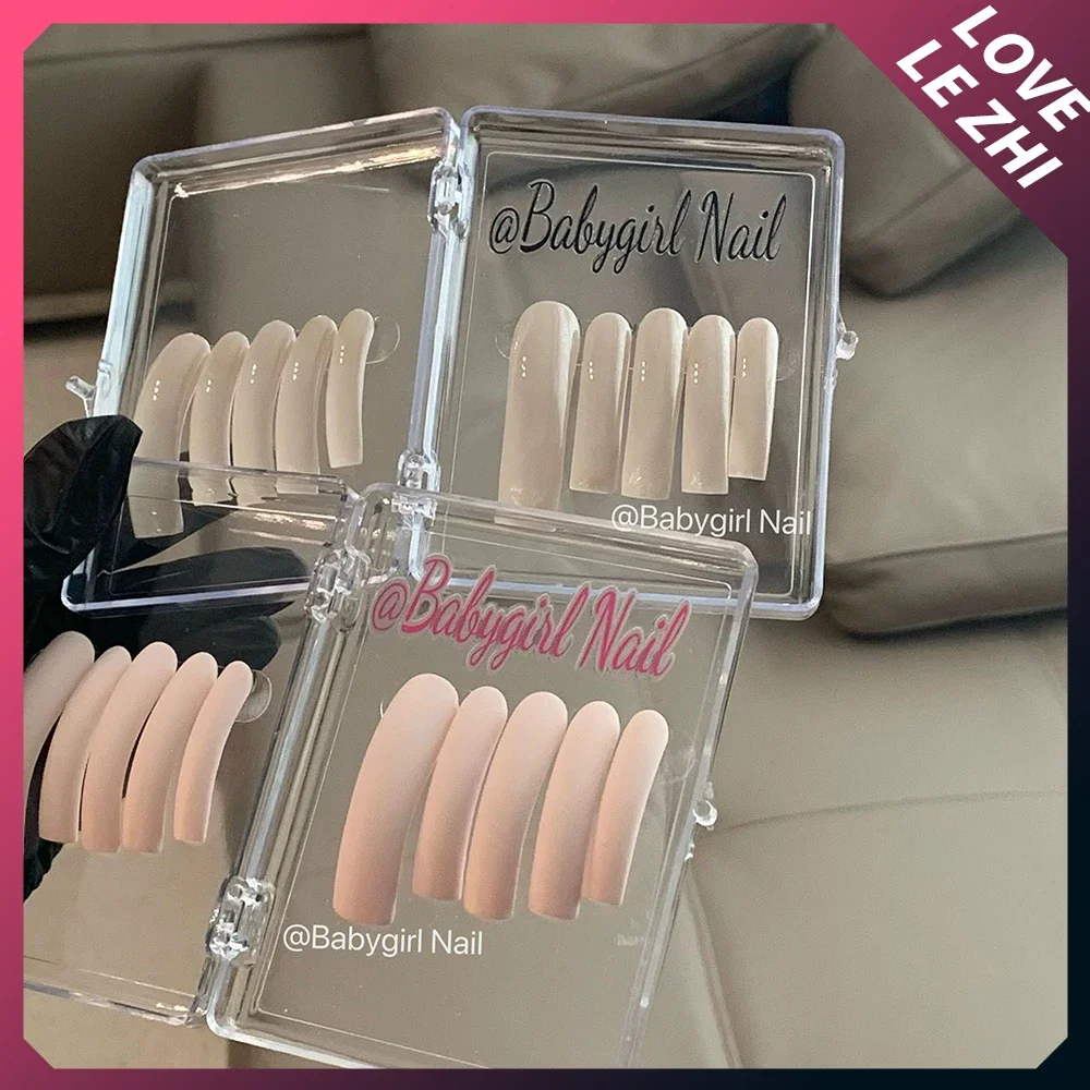 Handmade High-End Nude Long Eagle Claw Shaped Freehand Painting Flower Fake Nails Curved Full Cover Press On Nails Girl Gift