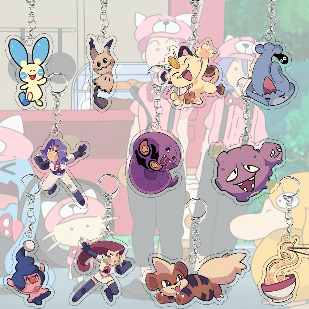 Meowth Kawaii Acrylic Keychain Wailmer Anime Cartoon James Accessories Game Character Decor Character Pocket Birthday Gift