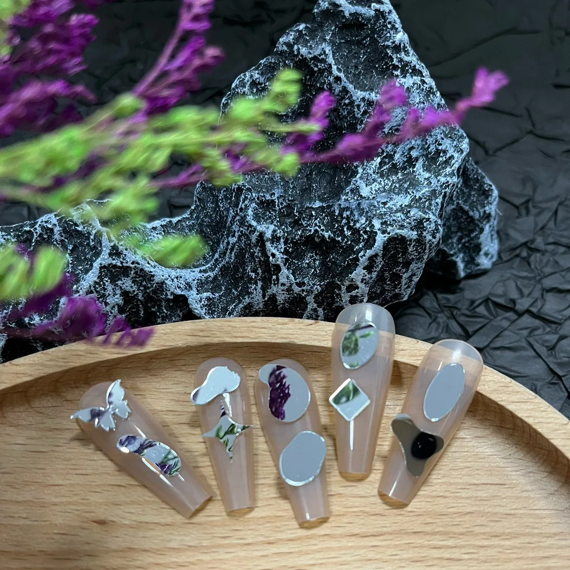 1 hoja de pegatinas 3D de espejo suave de Navidad para decoración de uñas, calcomanías para uñas, efecto espejo, manicura, diseño plano, accesorios 3D