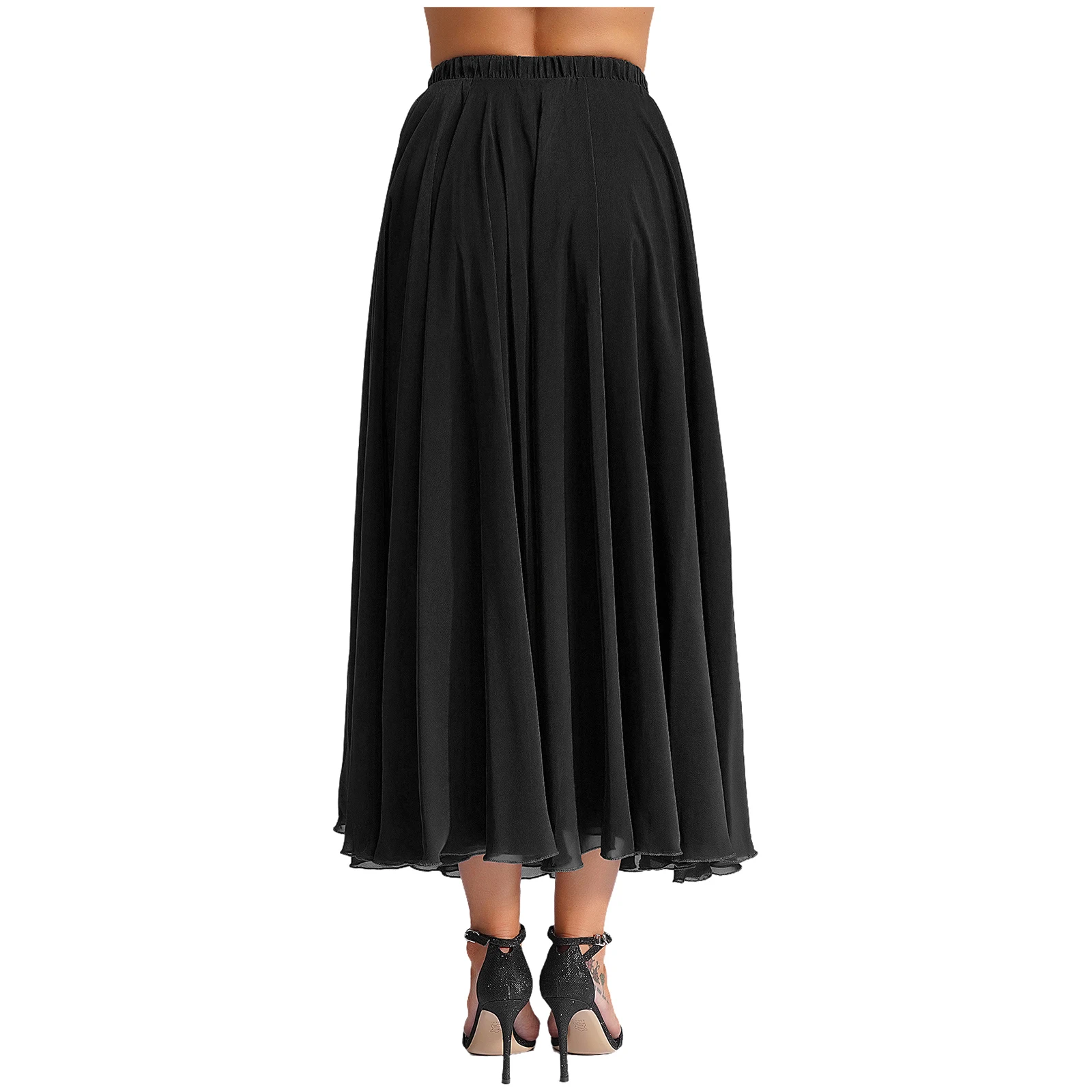 シフォンチュチュダンススカート女性のための 720 度フラメンコダンスロングスカートバレリーナ叙情的な流れるようなスイングスカートダンスドレス