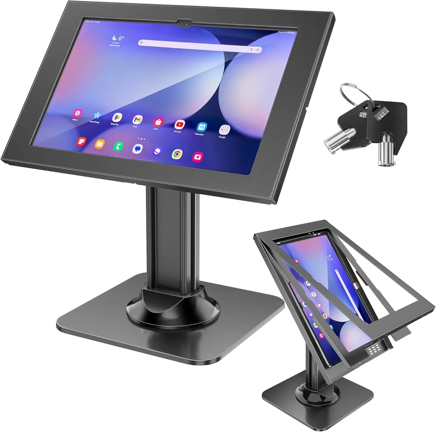 

Heavy-Duty Anti-Theft Tablet Stand with 360° Swivel & Lock, Fits 14.6" Tablets for Retail & Business Use