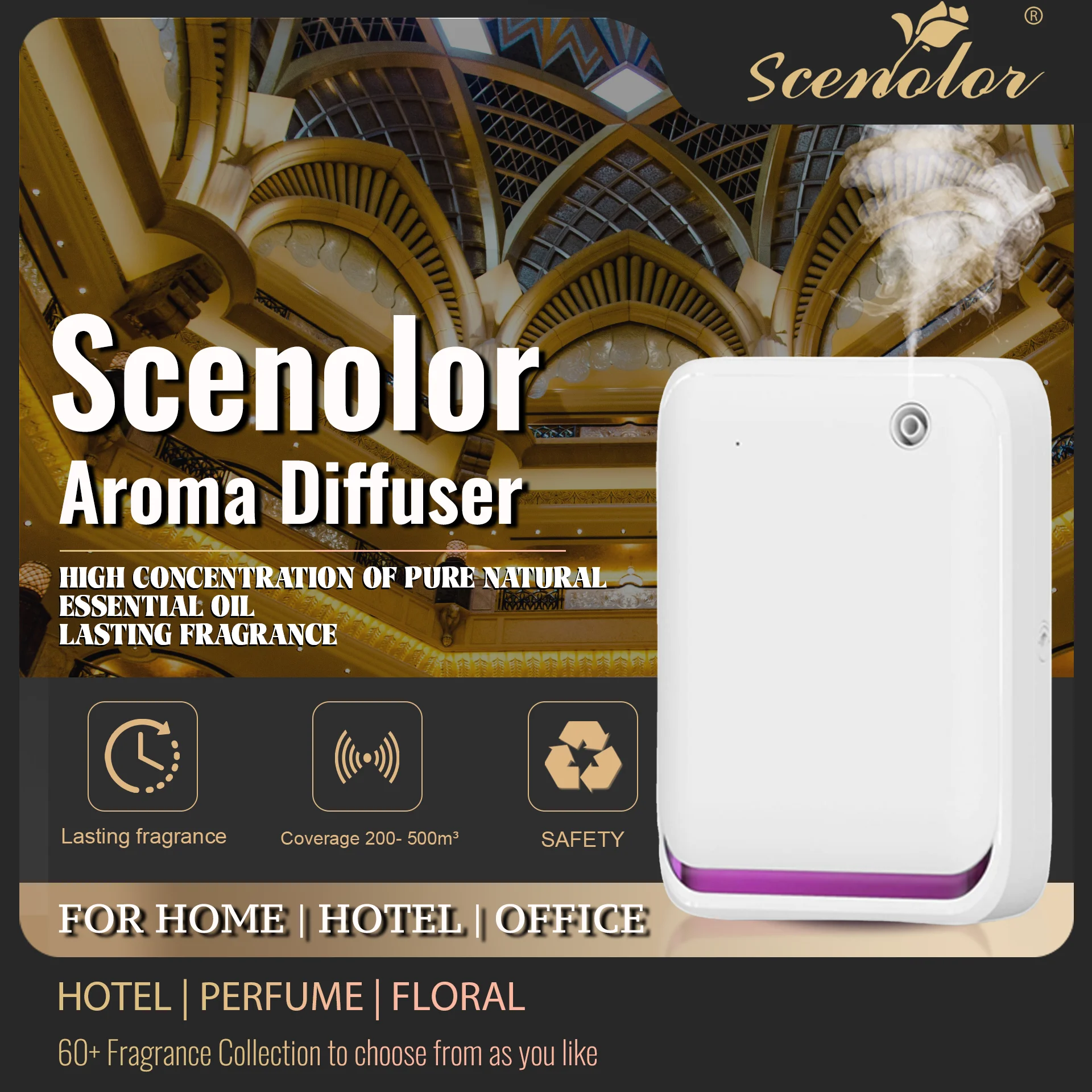 

500m³ Smart Aromatherapy Diffuser Distillation Devices Electric Aromatic Oasis 260ml Aroma Oil Diffuser Home Hotel Freshener