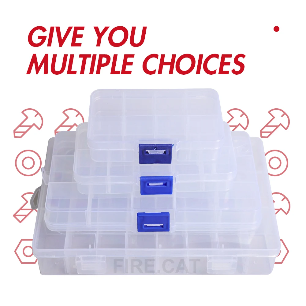 8/10/15/24 Grid Multifunctional Nuts Bolts Screws Washers Tools Case Storage Container Box Transparent Plastic Adjustable Holder