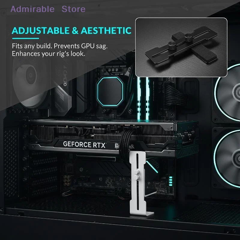 [W]Adjustable GPU Holder Bracket 6-96mm Universal Anti-Sag Graphics Card Support for Desktop PC Chassis Fan Mount