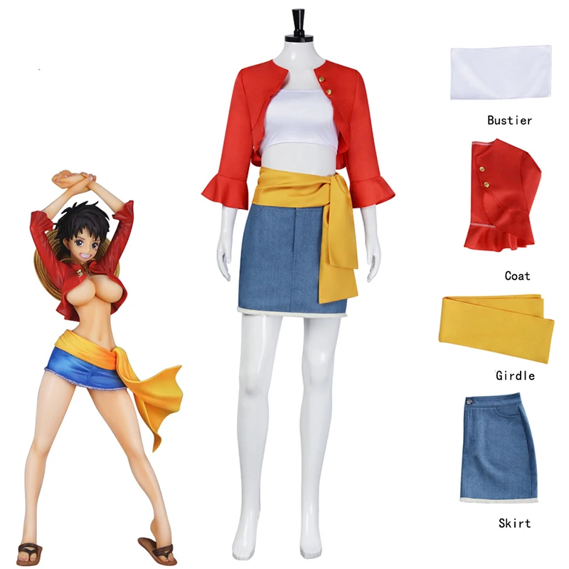 

Luffy Cosplay Costumes Anime Women's Hip Hugging Skirt Role Play Uniform Halloween Party Dressing For Women