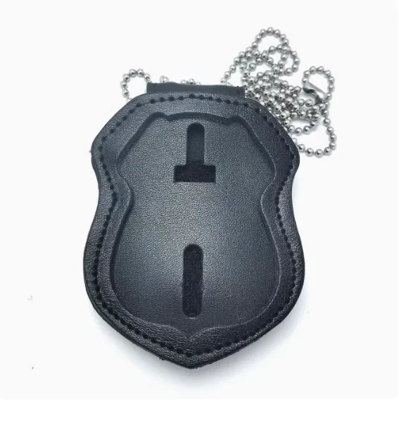 Inlaid American Emblem Leather Wallet With Bead Chain and Belt Buckle